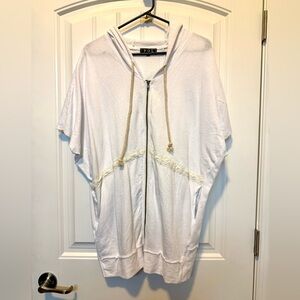 POL Cream Textured Hooded Vest Jacket M NEW